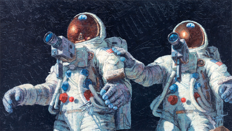 Illustration for article titled The Fourth Man To Walk On the Moon Also Paints Beautiful Space ArtÂ